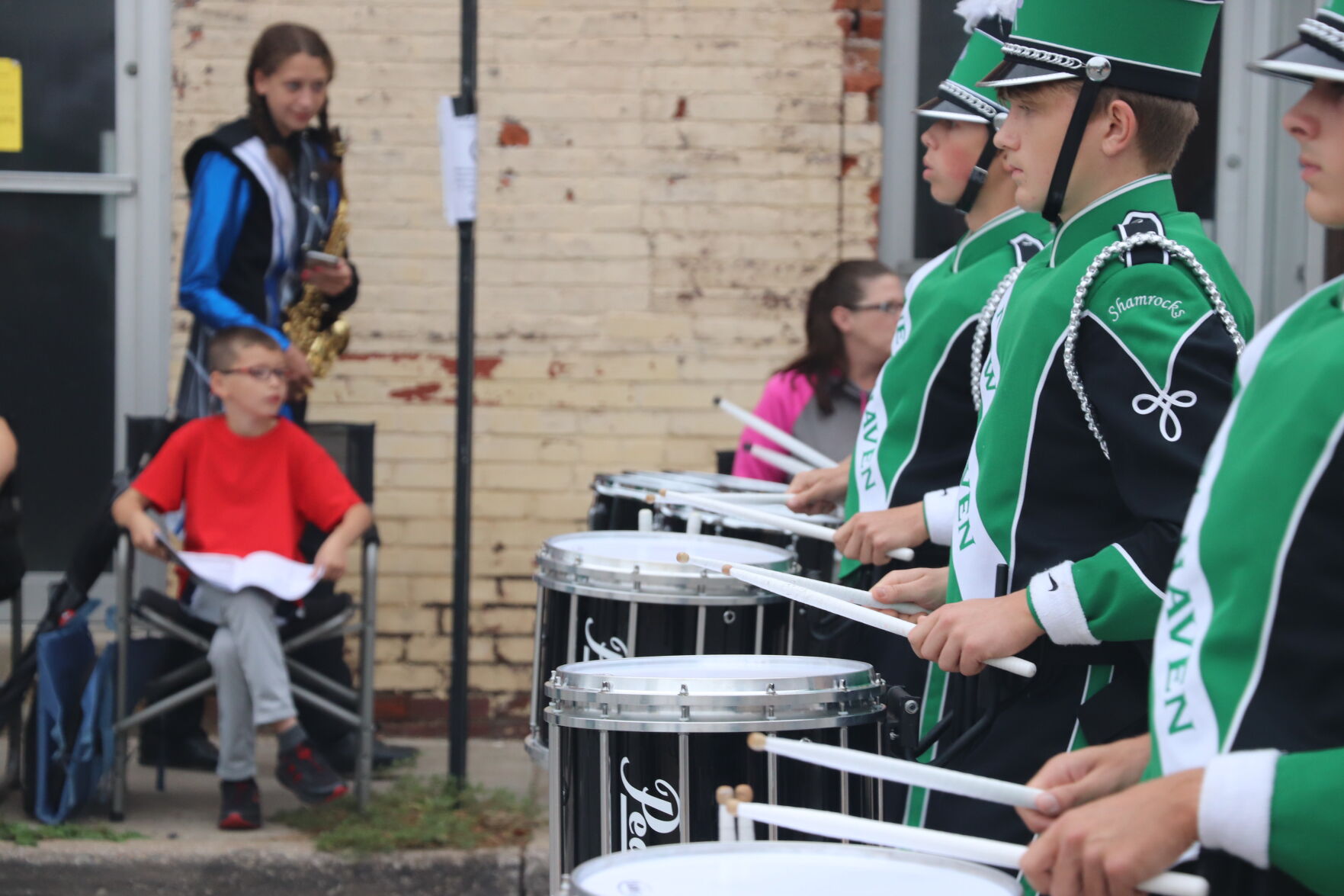 New Haven drumline plays